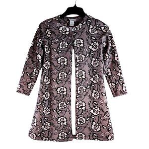 Girls Fancy Coat Jacket Floral Flocked Blush Black Sz12 Sweet Heart Rose Glitter